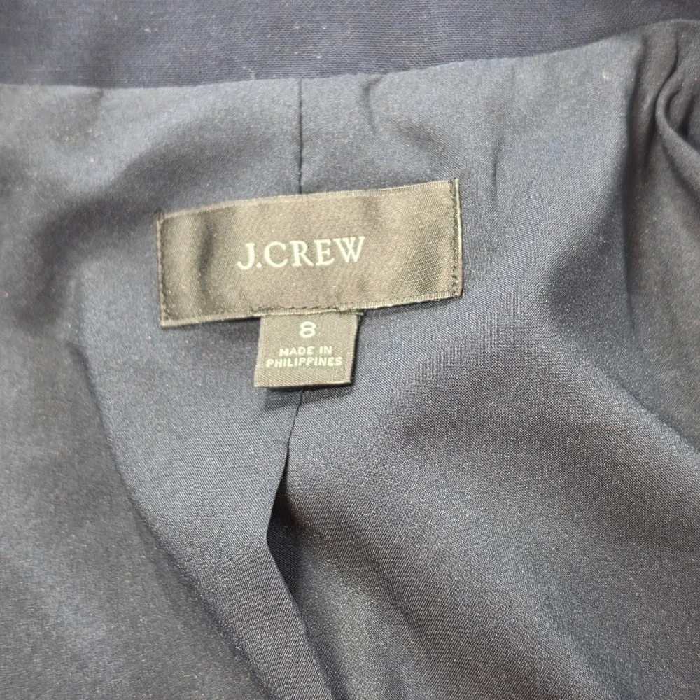 J.Crew Blazer Women Size 8 Navy Blue Excellent Stretch One Button Career Jacket